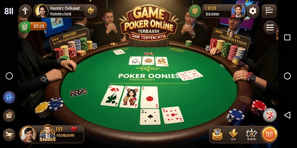 Tampilan utama gameplay Poker di 8II yang menarik dan interaktif.