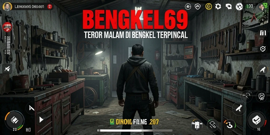 Tampilan menakutkan dari gameplay BENGKEL69 di bengkel tua.