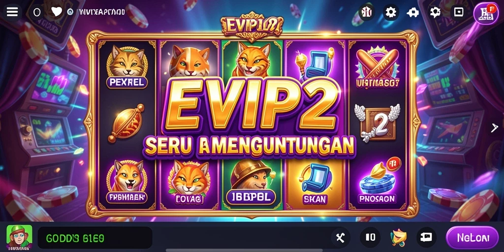 Screenshot gameplay EVIP2 menampilkan desain slot yang menarik dan interaktif.