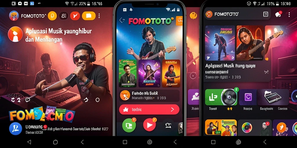 Screenshot gameplay FOMOTOTO yang menampilkan fitur musik seru.
