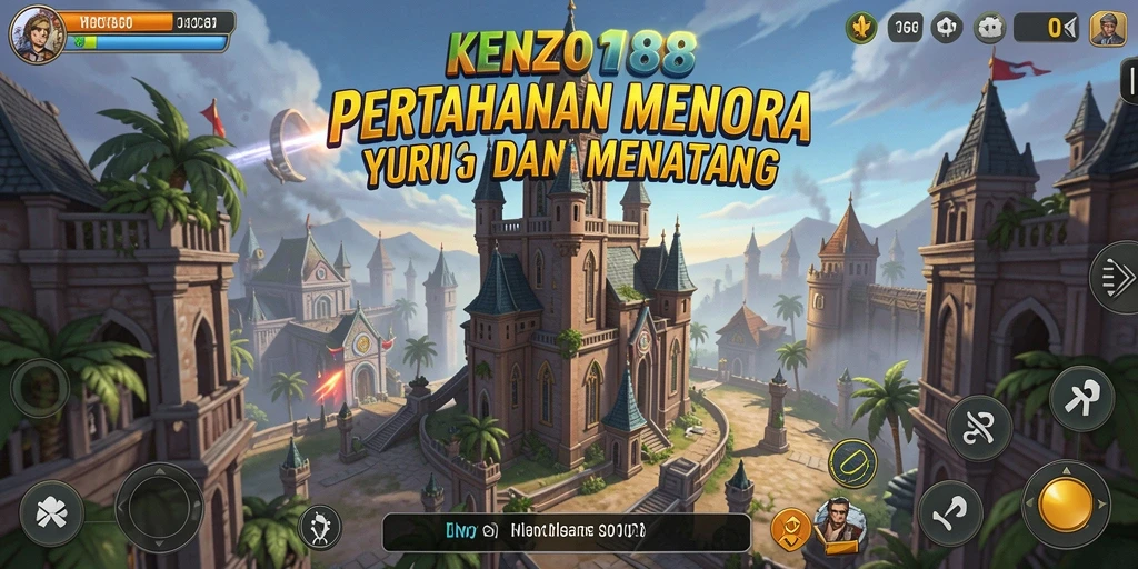 Gameplay KENZO188 menampilkan berbagai menara dan musuh yang menantang.