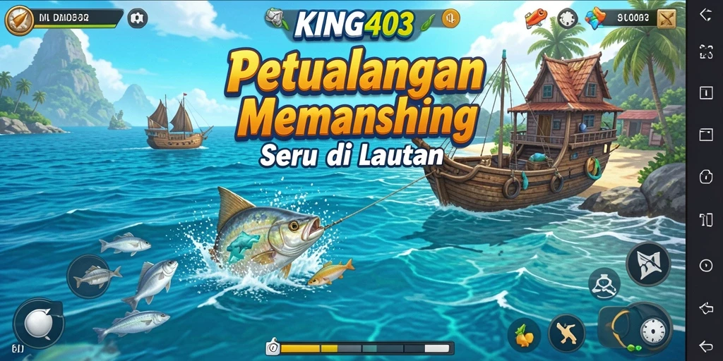 Screenshot KING403 menampilkan gameplay memancing yang seru dan menantang.