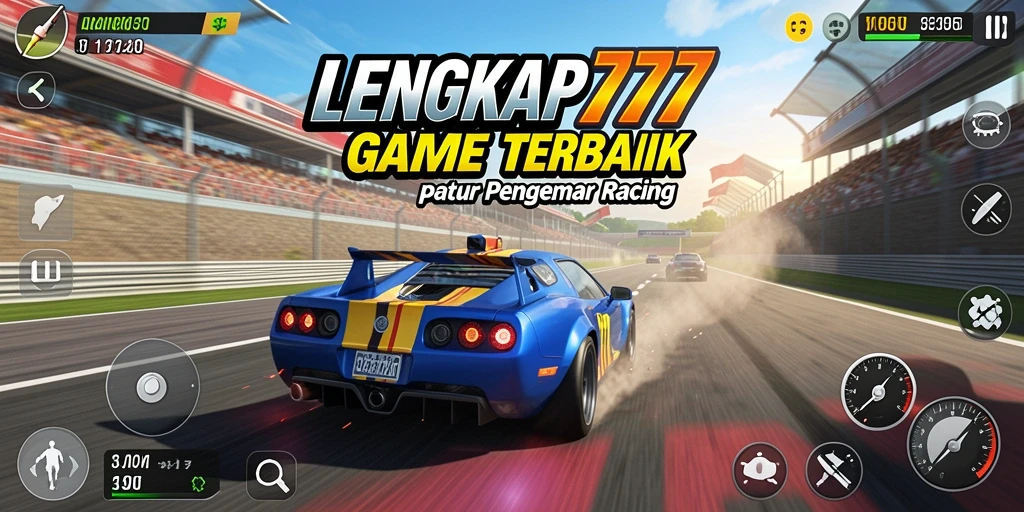 Tampilan seru gameplay balapan LENGKAP777 dengan mobil kustom.