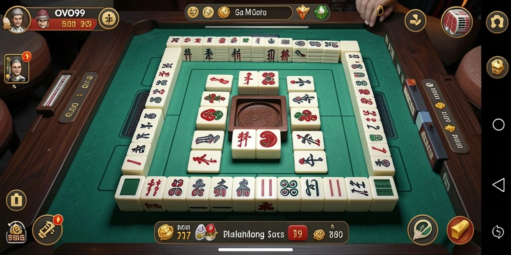 Tampilan gameplay OVO99 yang seru dengan desain ubin Mahjong yang menarik.