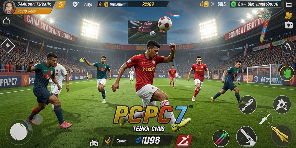 Tampilan gameplay PCPC7 yang menampilkan aksi olahraga seru.