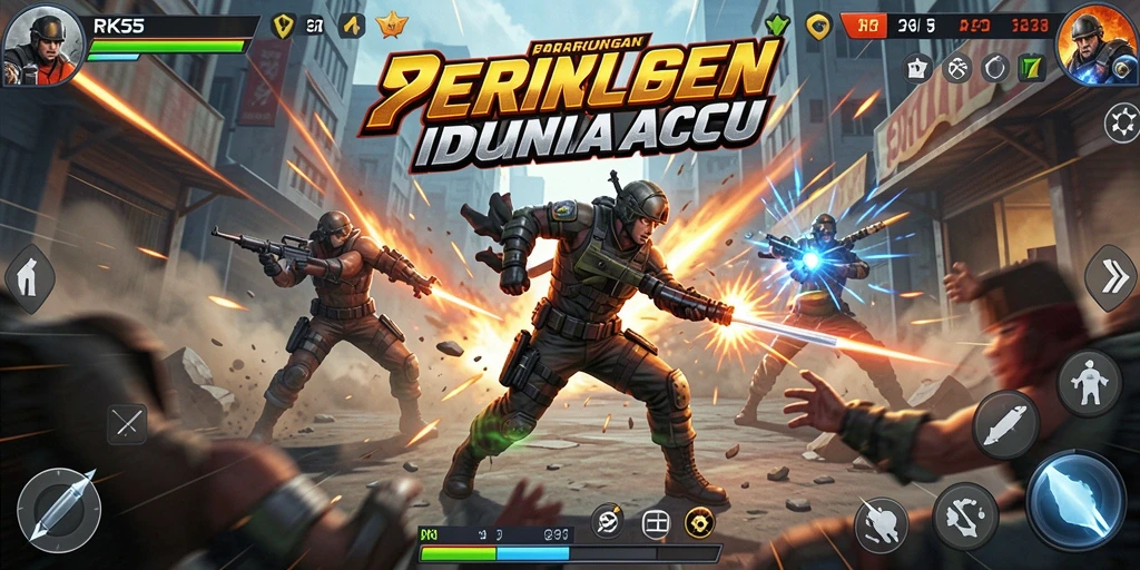 Screenshot gameplay RK55 menampilkan aksi pertempuran yang mendebarkan.