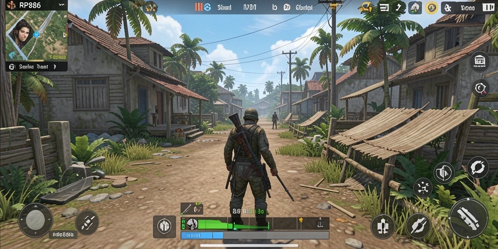 Screenshot gameplay RP886 yang menunjukkan karakter dalam dunia virtual.