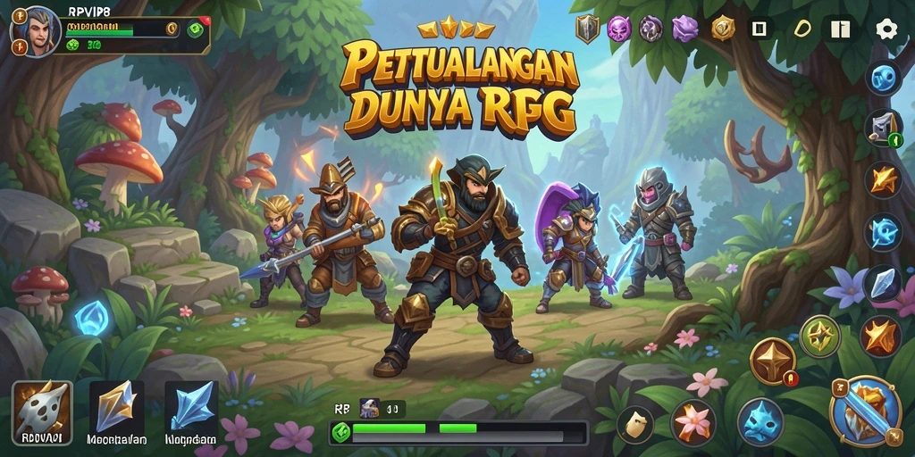 Screenshot utama RPVIP8 menampilkan pertarungan epik dalam dunia RPG yang imersif.