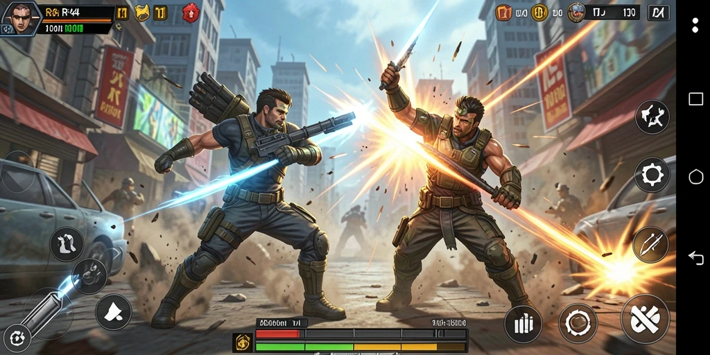 Screenshot gameplay RR44 menampilkan aksi seru dan dinamis.