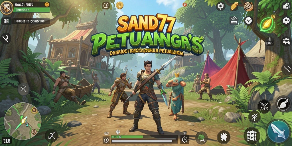 Screenshot gameplay SAND77 yang menunjukkan petualangan di dunia terbuka.