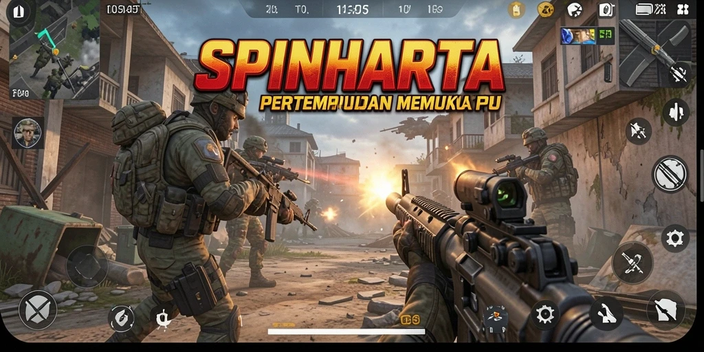 Screenshot gameplay dari SPINHARTA menampilkan aksi pertempuran yang seru.