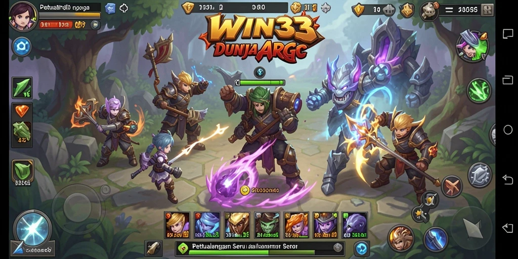 Screenshot gameplay WIN33 menampilkan pertarungan seru dalam dunia ARPG.
