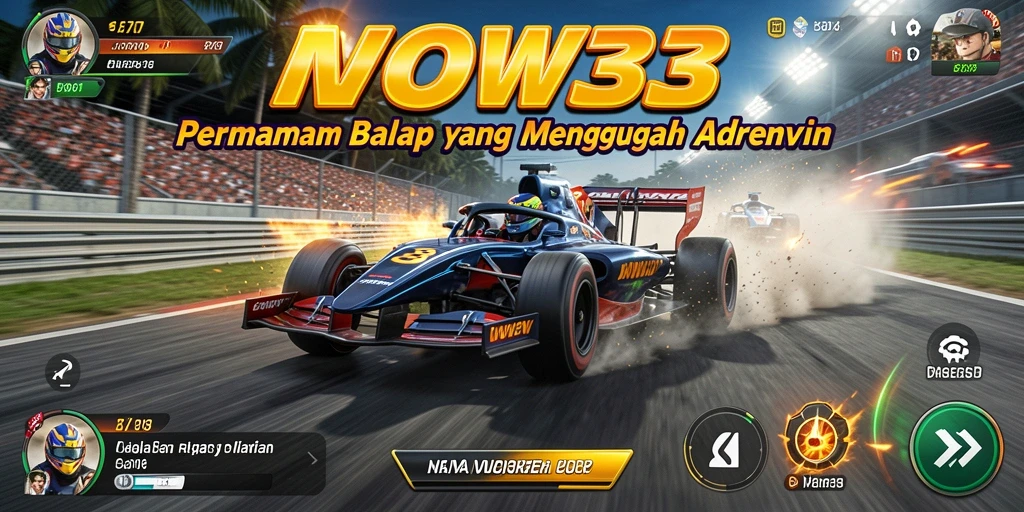 Tampilan utama gameplay WOW33 yang mendebarkan saat balapan.