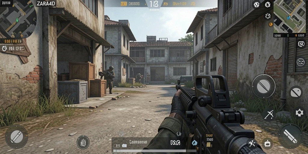 Tangkapan layar menunjukkan aksi seru dalam gameplay FPS ZARA4D.
