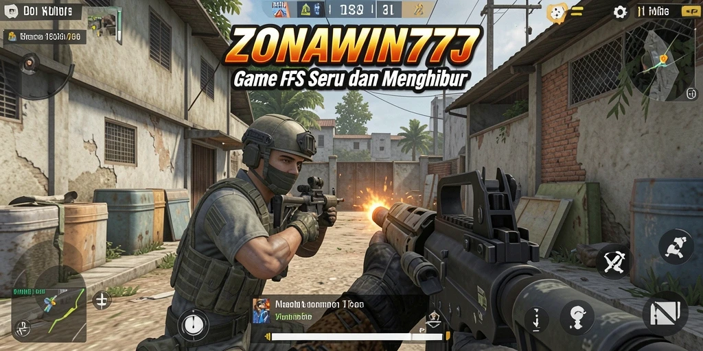 Screenshot gameplay ZONAWIN777 menampilkan aksi tembak-menembak yang seru.